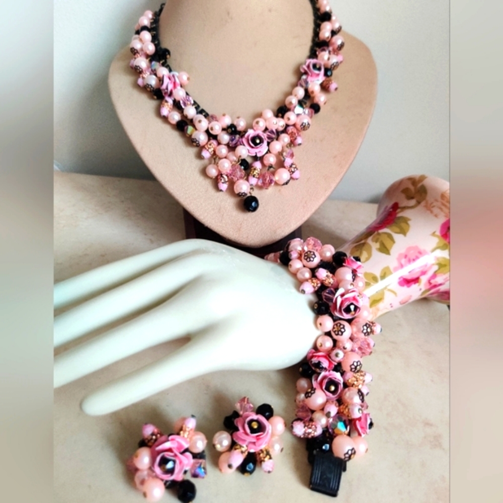 Vintage Sandor Cha-cha Style Bracelet Necklace Earrings Jewelry Set